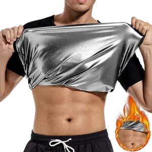 1-2 Pack Menswear Sauna Suits Fitness Vest Shirt Sweat Compression Short Sleeves Body Shaper Shapewear Workout Tank Top Sports Athletic Gym Exercise Training Sportswear Fabric Elastic Clothes Fashion Layer Wetsuit Gamis Bestie Stylish