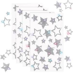 84 Pieces Rhinestone Star Stickers  Glitter Bling Sticker Self Adhesive Crystal For Winter Holiday Package Gift Decor Window Car Decal Accessories 4 Sheets
