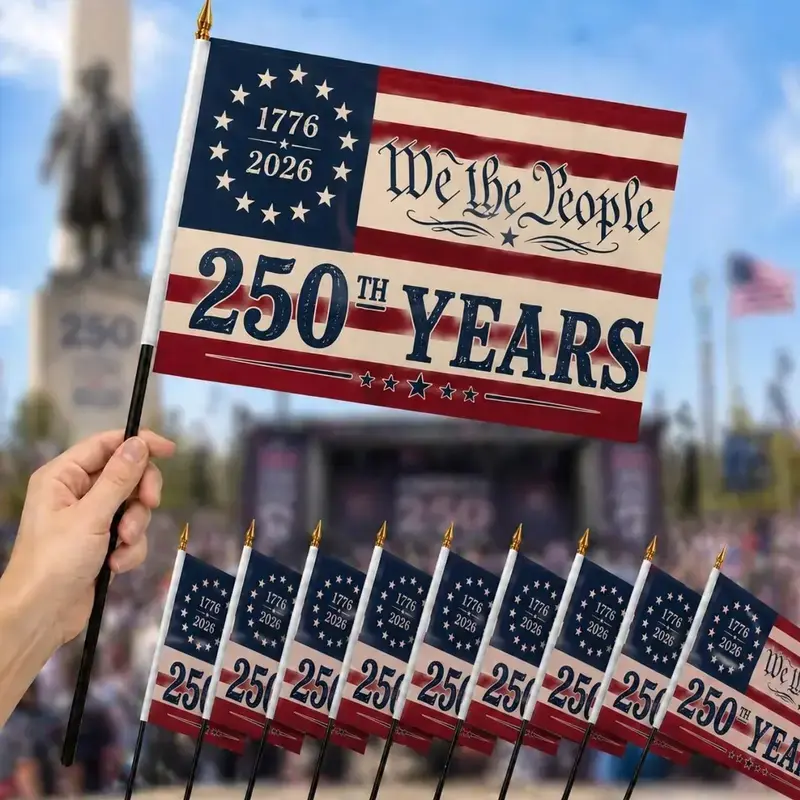 250th Anniversary Handheld Flag, Patriotic Mini American Flag, We The People Flag, 1776-2026 Freedom Flag for Independence Day Celebration