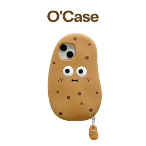 O'Case Funny Cute iPhone Case, 3D Potato Kawaii Silicone Cartoon Aesthetic Prank Gift, Easy to Hold Anti-Drop Anti-Yellow Protective Soft Case, for iPhone 17 16 15 14 Pro Promax, Creative Birthday Surprise Prank Gift for Friends, Women, Men, and Teens