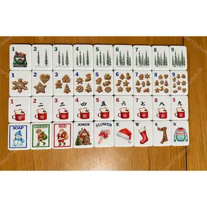 Festive Christmas Mahjong Set 160 Tiles  Holiday American Mahjong Game Night Gift