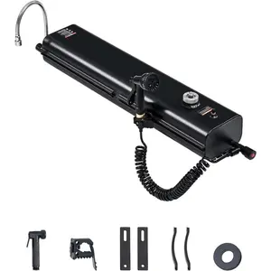 VEVOR Pressurized Water Tank, Lightweight Aluminum Metal,Multi-Dispensing Outdoor Roof Rack Water Tank with 2 Splash-Guard Panels,Versatile Nozzle with Pressurization Port,Fit for Trunks