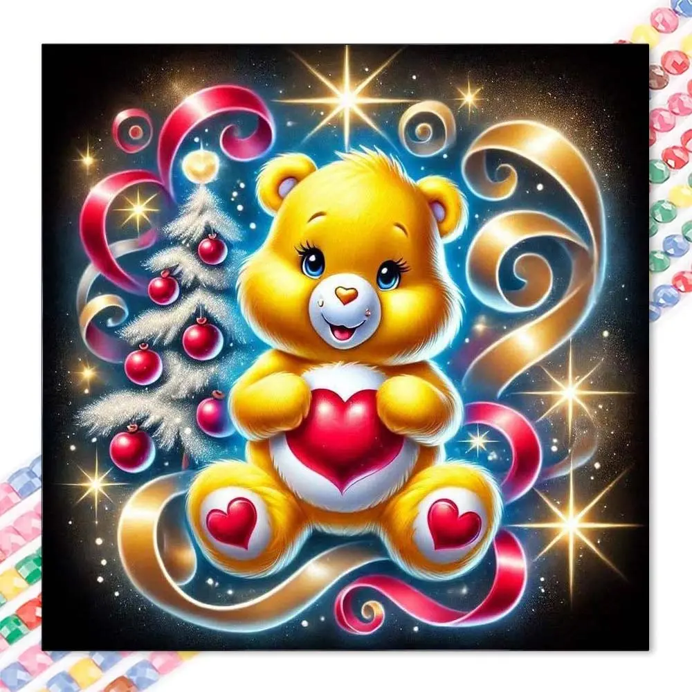 1 set of DIY diamond painting kit, 5D diamond art set, DIY decoration bear, heart-shaped, Christmas tree mosaic, Diamond Pattern Design, diamond art, DIY art home decor.