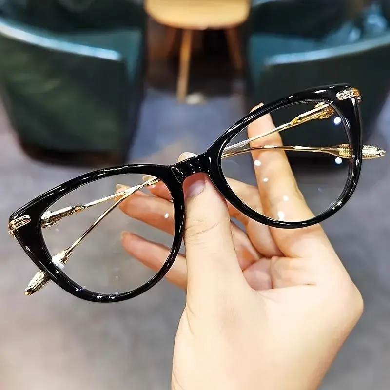 Elegant Cat-Eye Reading Glasses - Amber Floral Design, Full Frame with Clear AC Lenses for Farsightedness +1.0 to +4.0 Strength, Vision Enhancement |           Elegant Frame Design |           Durable Eyeglasses High Quality Eyewear Black