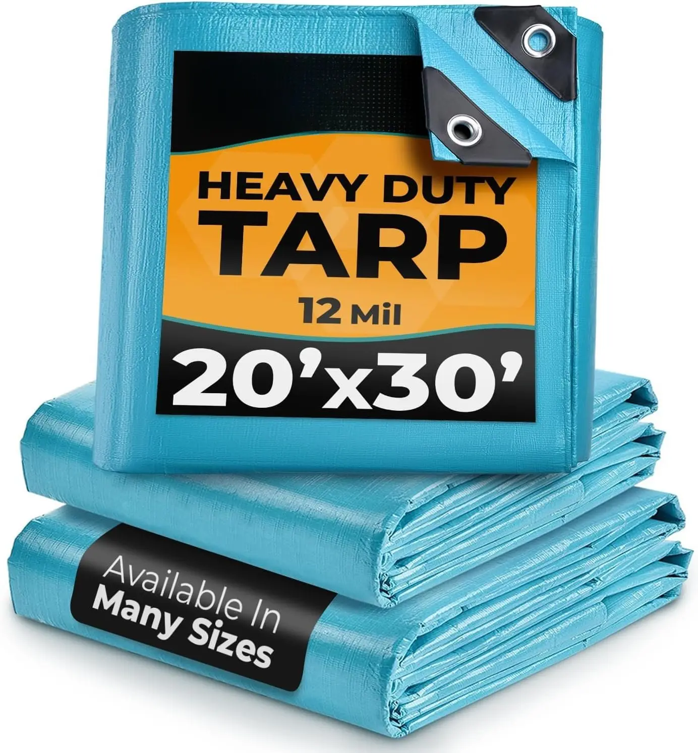 20'x30' Rectangular Heavy Duty Synthetic Outdoor Tarp - 12 mil Thick Blue Cover with Metal Grommets, UV-Resistant, Wear-Resistant, Multipurpose for Camping Tent, Boat (Home & Garden Supplies)