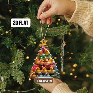 [XMAS GIFT] Personalized Duck Toy Ornament, Funny 2D Flat Christmas Tree Decoration, Cute Car Mirror Accessory & Gift for Kids