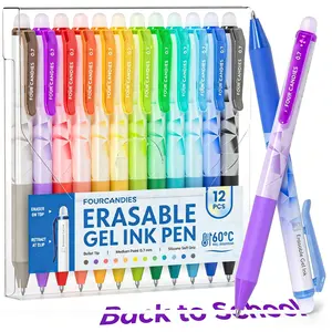 【Buy 2 Get Free Notebook】Four Candies Girly Erasable Gel Pens,Retractable 0.7mm Medium Point with Eraser,Smooth Writing & Superior Ink,Perfect for Journaling, Planner & Drawing,Holiday Gift Ready, summervibes,Tiktokshopstockup,back to school shopping