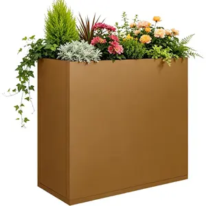 Corten Steel Planter Box 28"x12"x28" with Removable Shelf, Rectangular Metal Planter Box Indoor&Outdoor, Steel Planters Heavy Duty for Commercial and Residential Use