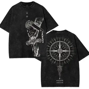 Vinland Saga Thorfinn No Enemies Unisex Anime Manga Acid Washed Heavyweight Cotton T-shirt, graphic tee,anime lover , outfits men men  gifts graphic  tees graphic  tee shirts  men Fabric Menswear XRP Z6R