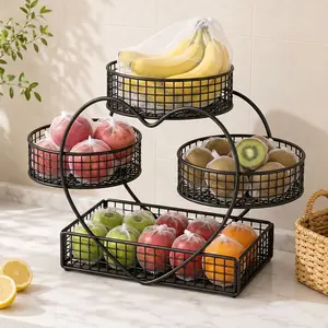 Modern Heart-Shaped Countertop Storage Basket, 3-Tier Metal Decorative Organizer, Multi-Functional Holder for Kitchen Fruits and Vanity Skincare Cosmetics