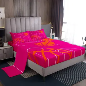 Feelyou Basketball Bedding Sheet Set - Kids Sports Theme Bedsheet Sets for Boys, Soft Breathable Gaming Court Rose Bedding Linens, Soft Breathable Bedding