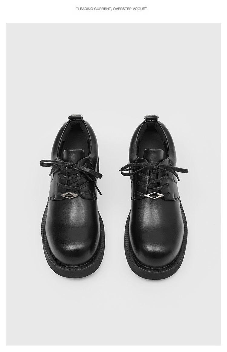 Retro low-top work shoes for men, casual leather shoes with hidden internal lift, new outdoor hiking thick-soled shoes, all-season retro functional casual shoes