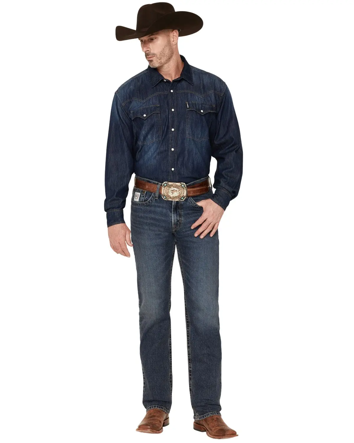 Cinch Men's Men'S White Label Dark Stonewash Relaxed Straight Performance - Mb92834066