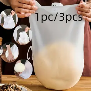 1pc/3pcs Silicone Kneading Bag, Flour Mixing Bag, Multifunctional Dough Mixing Bag, Suitable for Bread, Pastry, Pizza, Corn Cake, Flour Mixing Bag, Storage Bag, Cooking Tool