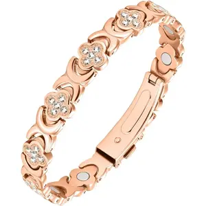 Copper Bracelets for Women, Ultra Strength Magnetic Bracelet with 3500 Gauss Magnets & Sparkling Cubic Zirconia, Adjustable,charm bracelet Bangle Fashion
