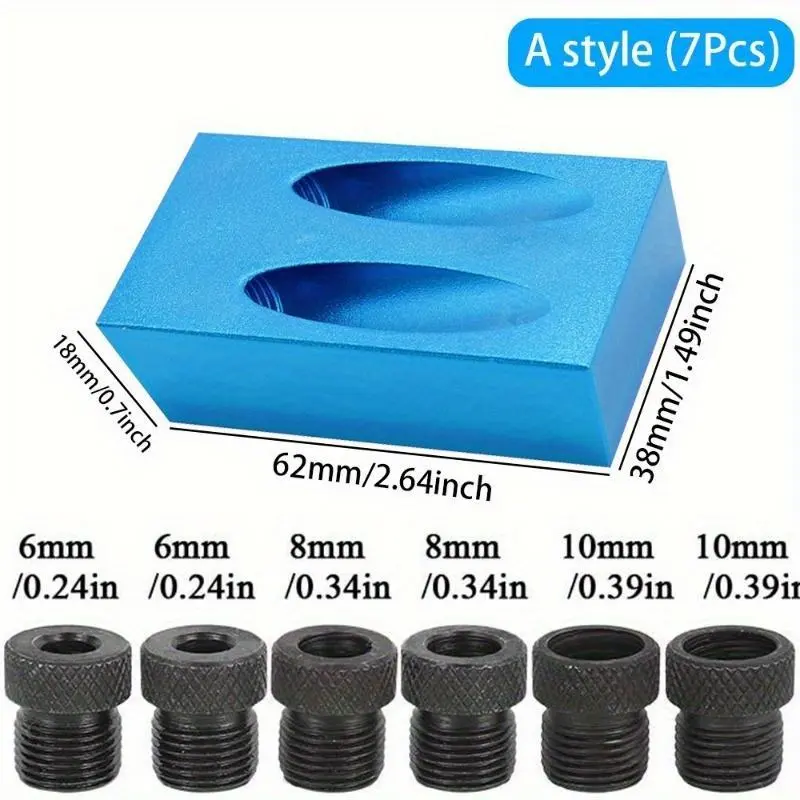 1 set 7/14pcs Liberhaus Pocket Hole Jig Kit - 15 Degree Angle Oblique Hole Locator for Precise Drilling - Woodworking Guide Tool for Dowel Drill Joinery - Includes 6/8/10mm Bits and Clamp