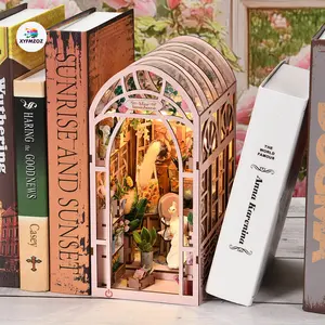 XYFMZOZ—Small House Kit,Diy Enthusiast3D Wooden Craft Set Booknook Bookshelf Kit Insert Decor with LED Light for Adults and Teens(Mini Greenhouse)