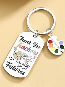 Art Teacher Gift Keychain, Cute Cartoon Characters Design, Unisex Art Lover Gift, Perfect for New Teachers & Graduates, All Seasons