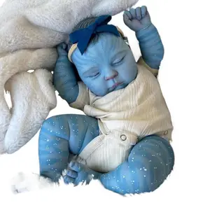 Unisex Anime Theme Avatar Look 20-in Silicone Vinyl Doll - Realistic Alien Vibe Figure, 18-in Glow-in-the-Dark Weighted Asleep Newborn Toddler Doll with Feeding Kits, Birthday Gift for Kids Ages 3+