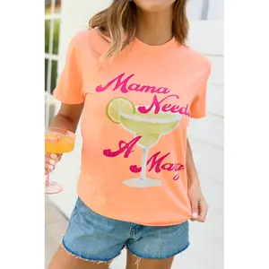 Mama Needs A Marg Neon Orange Graphic Tee