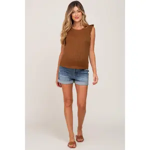 Blue Distressed Cuff Maternity Denim Shorts Blue Distressed Cuff Maternity Denim Shorts