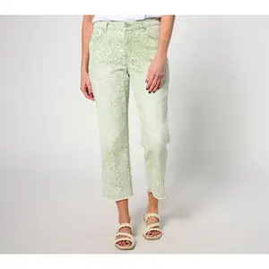 LOGO by Lori Goldstein Petite Straight Leg Crop jeans