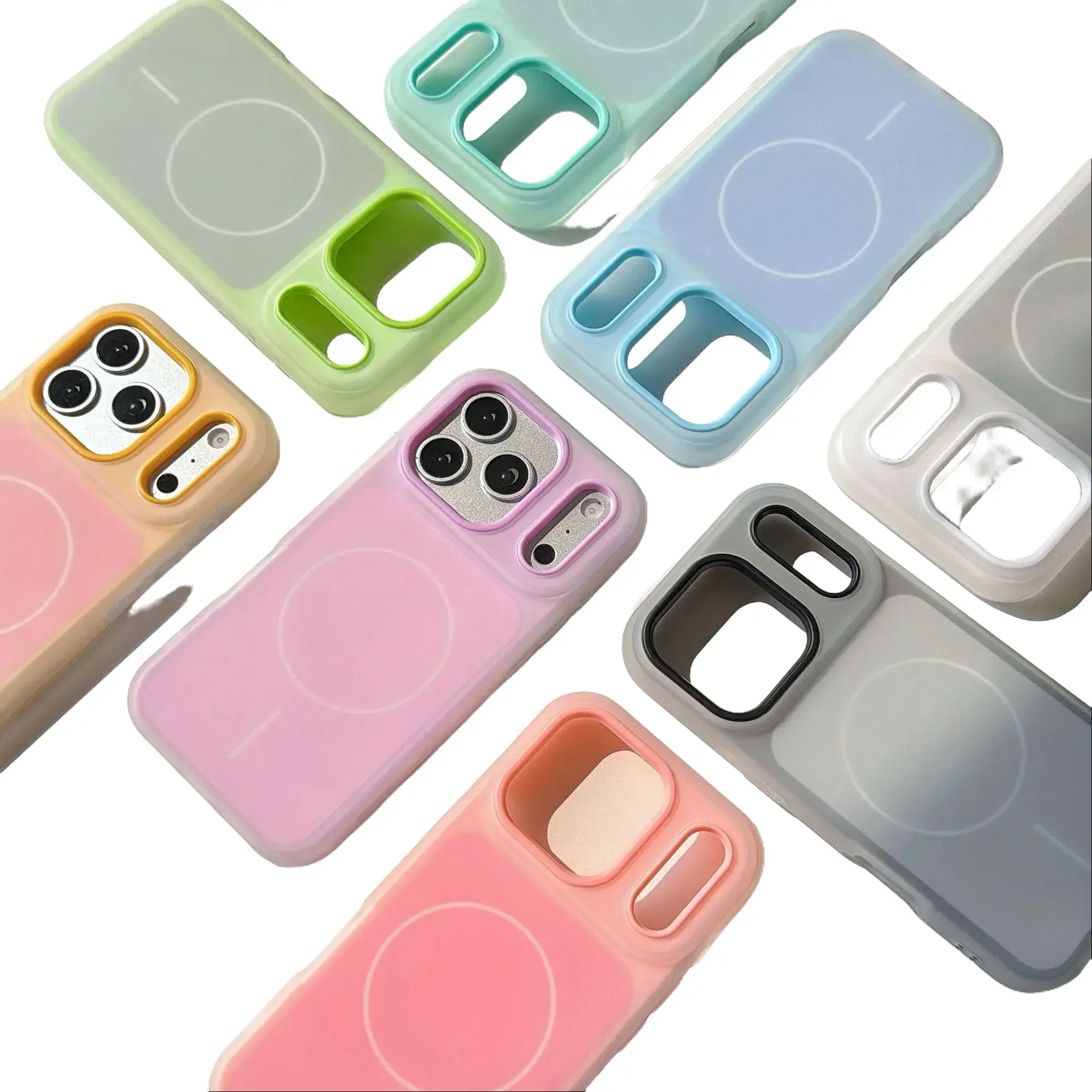 2-in-1 Candy Jelly Shell Upgrades Magnetic Wireless Charge Phone Cover for 17 Pro Max 16 Plus 15 Promax 14 13 Plus