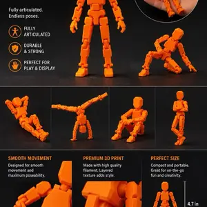 Toy Skeleton - Orange Flexible Action Figure with Poseable Joints for Play and Display