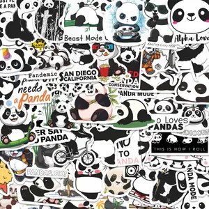 50pcs Cute Panda Funny Stickers Pack, Waterproof Cartoon Panda & Bamboo Decals for Laptop, Water Bottle, Journal & Scrapbook, Panda Lover Gift