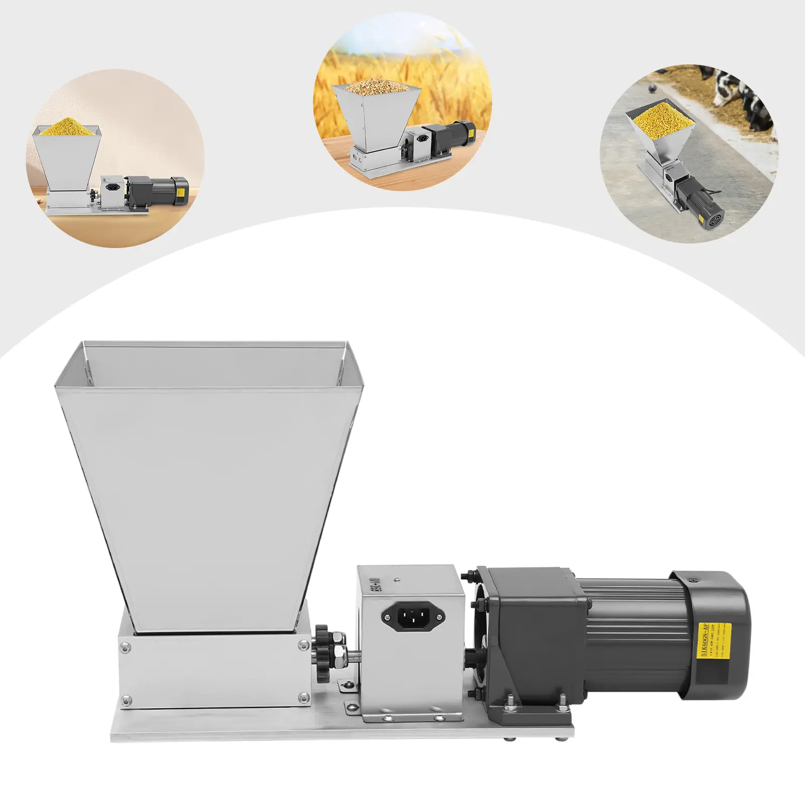 Stainless Steel Electric Grain Mill – 60W 110V Kitchen Tool, 44lbs/h Grinding Speed, 4.23QT Hopper, 0-0.1in Rollers for Wheat Grain Mill & Corn Feed Processing,summerwins