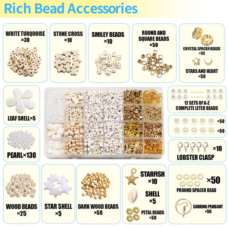 Clay Beads 9000 pcs Bracelet Making Kit with Heishi Disc Beads, 2 Boxes, Charms, and Creative Designs Craft Gift for Jewellery Making Beaded Jewelry Beading Accessories bracelet making kit