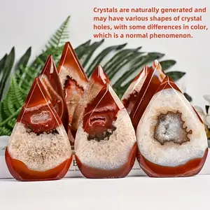 1pc Red Agate Geode Crystal Water Drop Ornament Drip, Unique Natural Quartz Home Decor, Feng Shui Accessory, Christmas Halloween Thanksgiving Gift