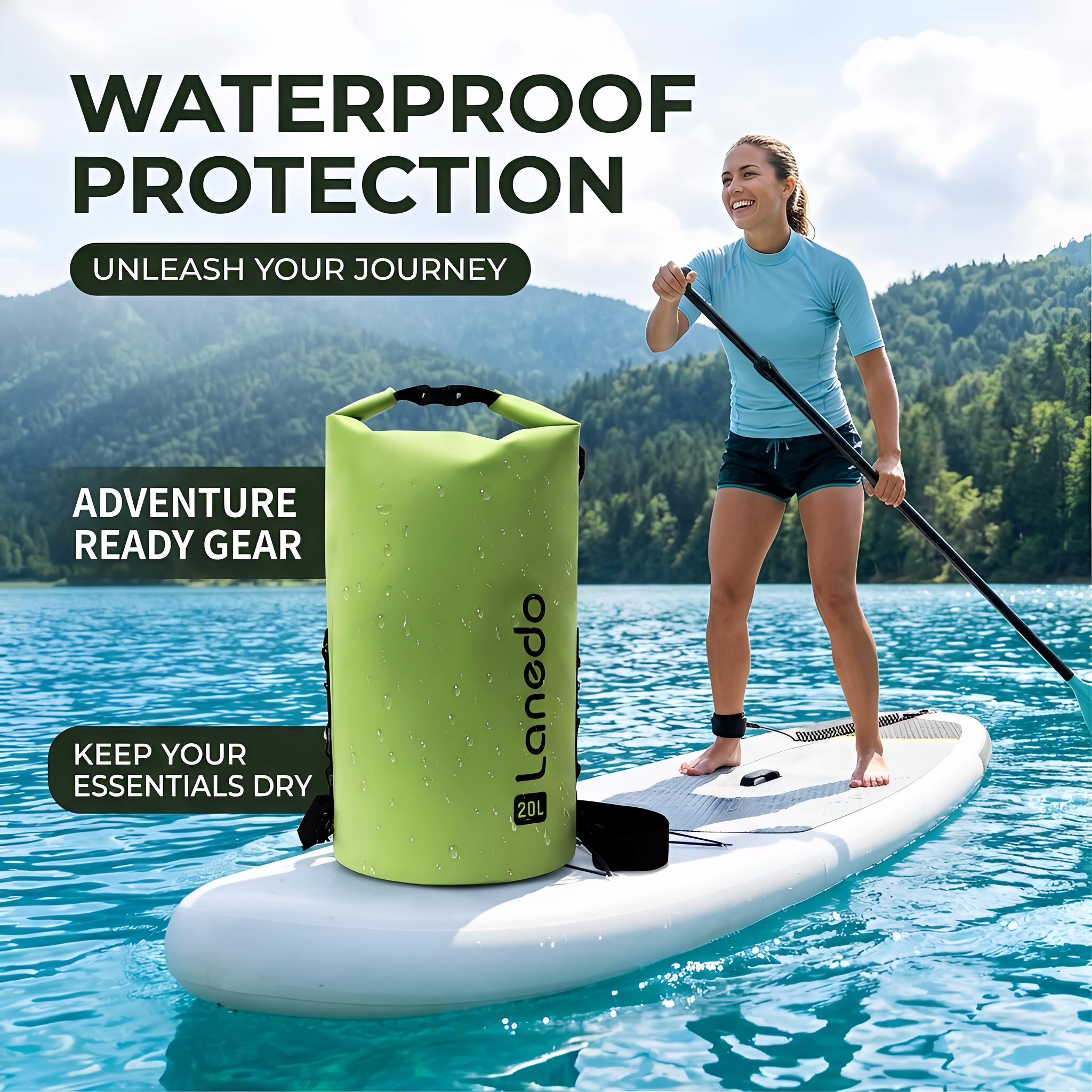 20L/30L Dry Bag Large Waterproof Bag Roll-Top Heavy Duty Fishing Duffel Bag with Durable Straps for Kayaking Paddle boarding Boating Rafting Fishing