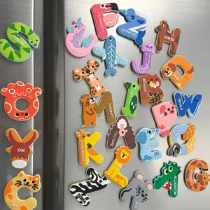 Cute Animal Letter Refrigerator Magnets Set, 26 Large Capital Abc Letters with Animal Patterns, Full Set for Kids' Room Decor, Alphabet Fridge Magnets