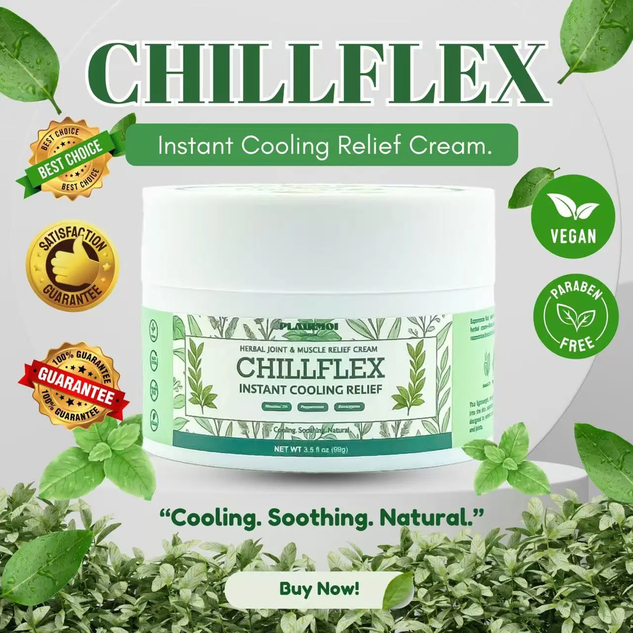 [Flash Sales] PLAIRMOI Chillflex 3% Menthol Pain Relief Balm 100g – Cooling Soothing Ointment for Muscle Aches, Joint Discomfort, Headaches, and Minor Pains-Z1