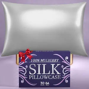 Pure Mulberry Silk Pillow Case Standard Size - Highest Grade 30 Momme 6A+, Luxuriously Soft & Cooling Silk Pillowcase for Hair & , , Breathable,  Zipper ()