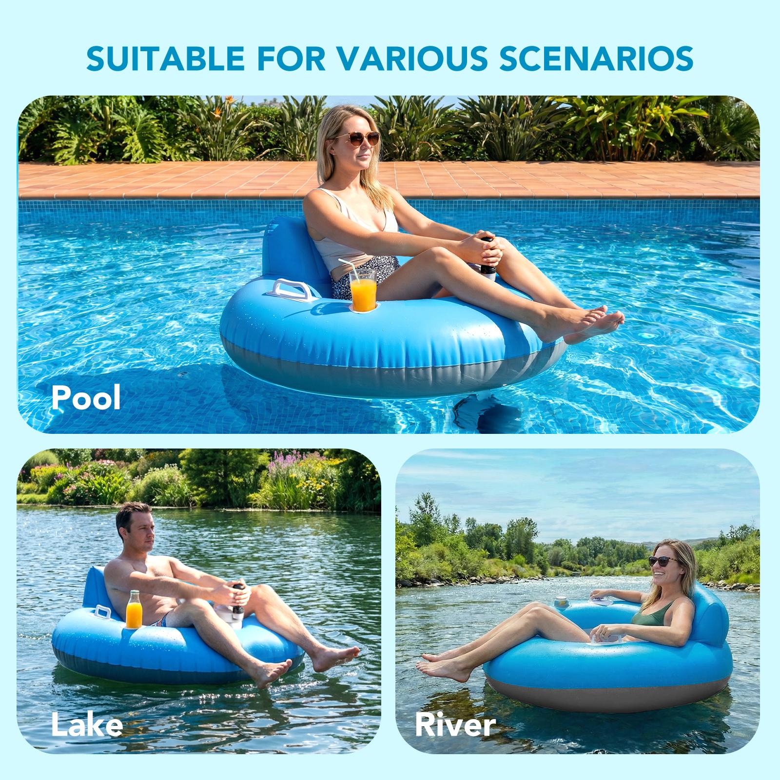 Foxlux Motorized Pool Float, Rechargeable Motorized Floats with Cup Holder – Single Motor Heavy Duty Electric Lounger Raft for Adults & Kids, Pool, Lake & Party Use