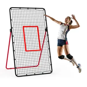Black&Red Adjustable Double-Sided Rebounder Net – 7x4Ft Foldable Baseball, Volleyball Training Net, Multi-Angle Bounce Back, Heavy Duty 1” Steel Frame, All-Weather PE Net, Portable Sports Practice Equipment