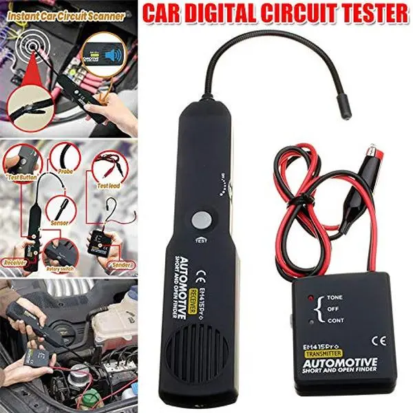 EM415Pro Automotive Short & Open Circuit Finder - 6-42V DC Gooseneck Bend Testing Probe, Continuity & DC Tester for Hidden Cable Tracking & Auto Repair