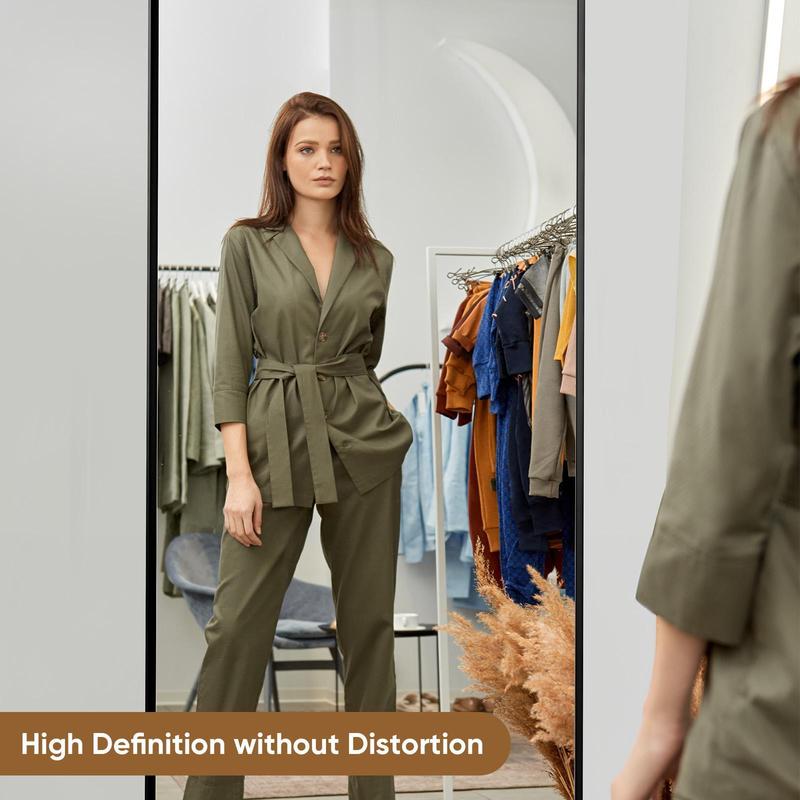 71x26IN Full Length Mirror, Standing Hanging or Leaning Against Floor Tempered Mirrors Wall-Mounted Full Body Dressing Mirror with Aluminum Alloy Frame for Living Room, Bedroom, Black Arched 71"x26" Full Length Mirror Full Body Floor Mirror Standing Hang