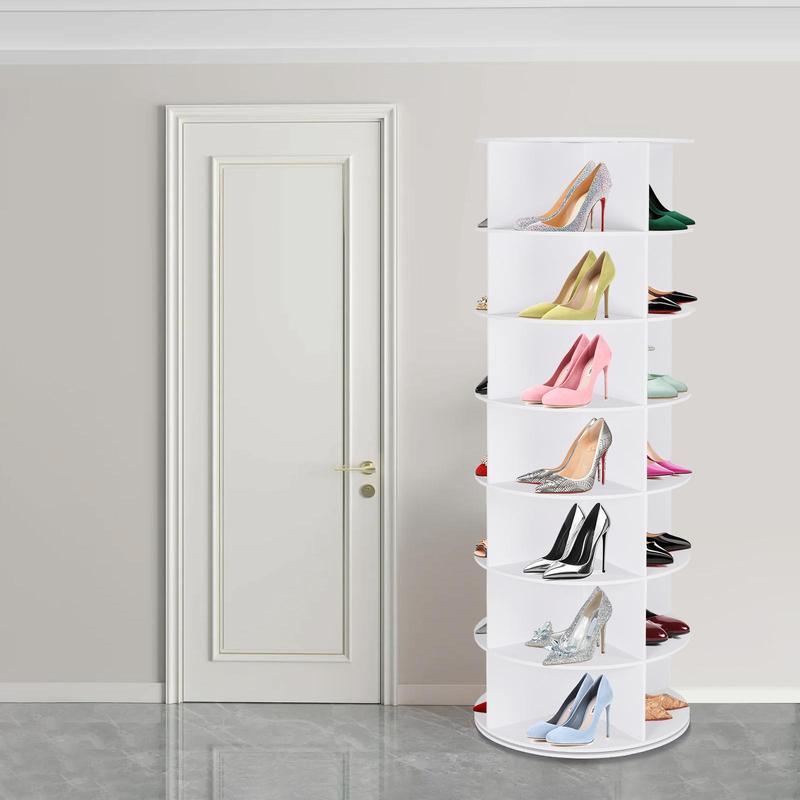 360° Rotating 6/7-Tiers Organizer Shoe Rack, Fits 24-28 Pairs of Shoes, Spinning and Revolving Round Shoe Rack, for Entryway Living Room Hallway Footwear Organization