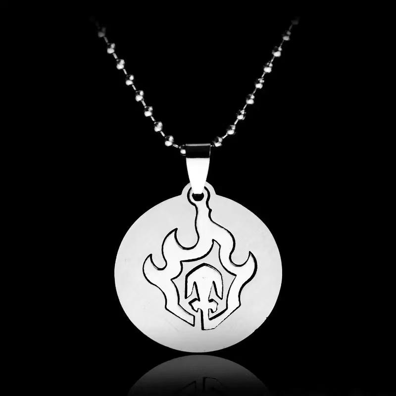 Bleach Ichigo Kurosaki Flame Detachable Necklace, Hollow Fire Pendant, Anime Cosplay Jewelry for Bleach Fans