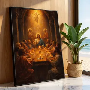 [sale off up to 40%] [Frame Canvas] The Last Supper Canvas Wall Art, Jesus and Disciples Painting, Religious Christian Decor, Spiritual Wall Hanging, Luxury Home Decor