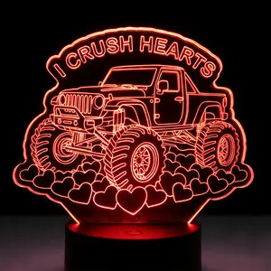 Monster Truck Night Light, Monster Truck Gifts, 3D Illusion Lamp with Remote Control, 16 RGB Colors, 4 Flashing Modes, Timer, Dimmable, Kids Room Decoration for Holiday Birthday Christmas