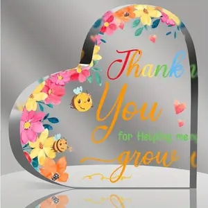 Teacher Appreciation Gifts: Best Teacher Birthday Gifts - Acrylic Keepsake and Paperweight. A Perfect Gift for Teachers, Graduation, or as a Thank You Gift. Show Your Gratitude with 'Thank You for Helping Me Grow' 3.9 x 3.9 Inches Present.