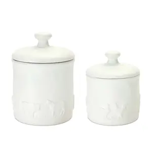 Ceramic Farm Animal Canister - Set of 2