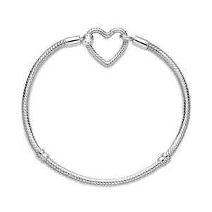 Pandora Moments Heart Closure Snake Chain Bracelet 599539C00-20