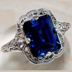 Women's 925 Silver Elegant Ring with Multi - colored Zircon Sapphire - Fit for Wedding Engagement Daily Wear
