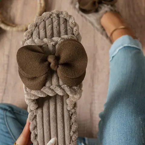 Women's Casual Fuzzy House Slippers, Warm Home Shoes, Anti-Slip Rubber Sole, Plain Pattern, Indoor Home Use, Fall & Winter New Arrival, Warm Indoor Footwear, Fuzzy Fashion Slippers, Non Slip Slippers