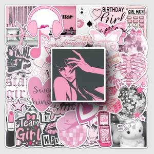 50 Sweet Girl Stickers, Creative Waterproof Phone Case Decor, Earphone DIY Hand Account Stickers, Style, Funny Stickers